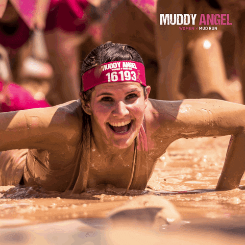 MuddyAngelRun happiness bath hindernislauf mudrun GIF