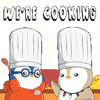 Hold Up Cooking Sticker by Pudgy Penguins