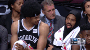 jarrett allen player bench GIF by NBA