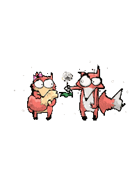 Mashersan love heart cartoon fox Sticker