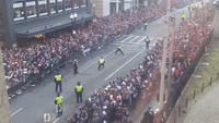 Boston Police Nail Field Goal Kick During Patriots Parade on Tremont Street