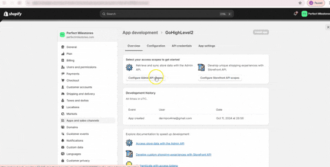 creating shopify app for gohighlevel integration