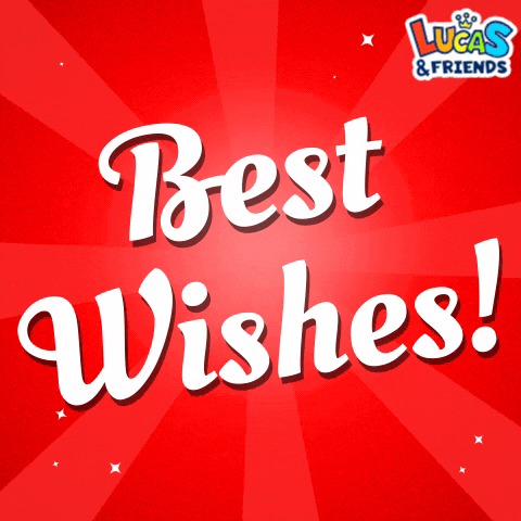 Best Wishes Good Luck GIF by Lucas and Friends by RV AppStudios