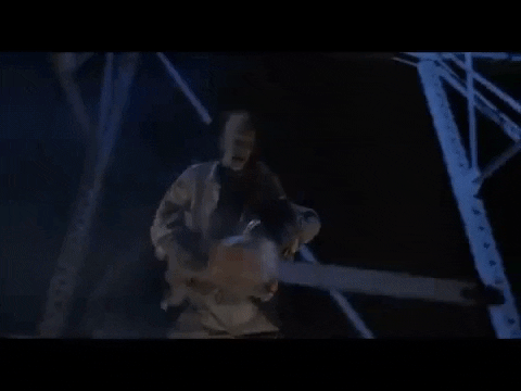 QubitTV giphygifmaker mood chainsaw leatherface GIF