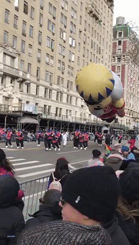 Nutcracker Balloon Knocks Marcher Down at Macy's Thanksgiving Day Parade