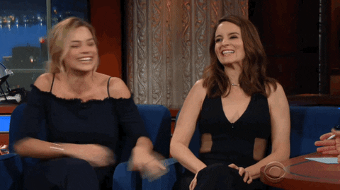 margot robbie laughing GIF by The Late Show With Stephen Colbert