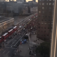 Journalist Captures View of Protesters from News UK Building in London