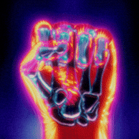 Raised Fist Waves GIF