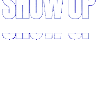 Text gif. Huge bold 3D block letters slide in flip spin and transform, reading, "Show up show up show up, and and and, win win win."
