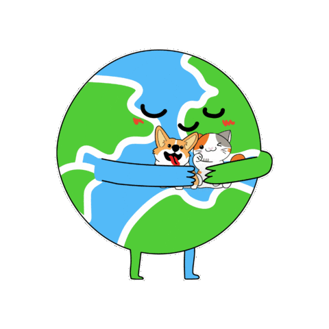 petiquepets giphygifmaker cat and dog petique cartoon earth Sticker