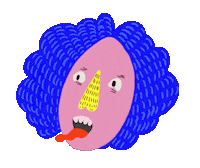 itsallegrav pink blue face scream Sticker
