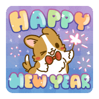 Celebrate New Year Sticker by Lazy Corgi