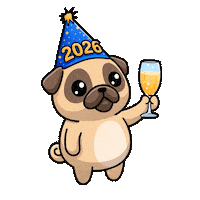 Happy New Year Lol Sticker by Pugs