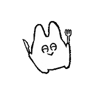 mikasan_mika happy eat rabbit dinner Sticker