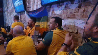 Fans in Perth Cheer on Socceroos