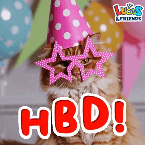 Happy Birthday Cat GIF by Lucas and Friends by RV AppStudios