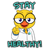 Pointing Stay Healthy Sticker by Dr Hen Says