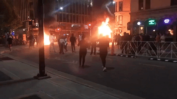 Fires Lit in the Streets During Jacob Blake Protest in Madison