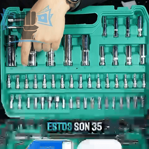 GIF de uso del juego de herramientas profesional 108 piezas