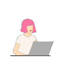 Compania_Fantastica girl work computer working Sticker