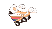 Popinjo rainbow clouds rollerskate colorfull Sticker