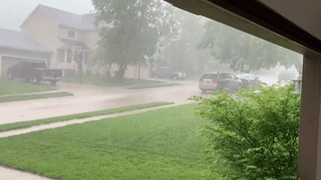Rain Lashes Down on Omaha Amid Severe Thunderstorm Warning