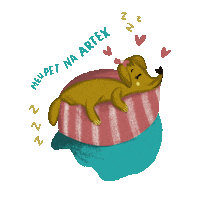 _artex dog home sleep up Sticker