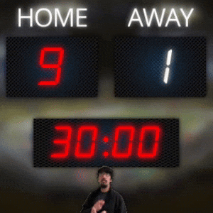 Home: 9, Away: 1