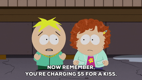 butters stotch kiss GIF by South Park 