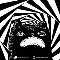 spaceshackph cat psychedelic space hungry GIF