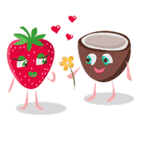 alicepiter strawberry bite coco coconut Sticker