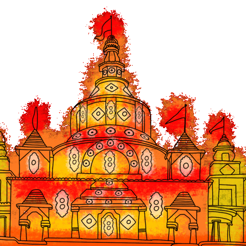 Durga Puja Architecture Sticker