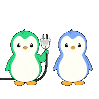 Penguin Plug In Sticker by Abster