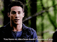 TV gif. Michael Trevino as Tyler Lockwood on The Vampire Diaries nods his head slightly with a serious expression on his face as he says, “You have no idea how much I’ve missed you.”