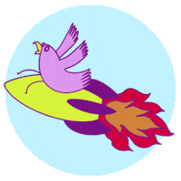 hola_corbox volar nave cohete corbox Sticker