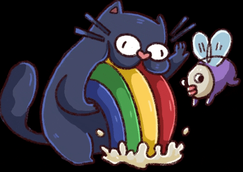 Dwarf-Factory giphygifmaker cat rainbow cats GIF