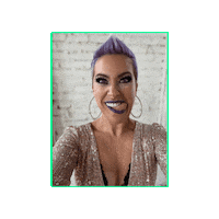 thewealthyqueenmovement tongue tongue out purple hair sequins Sticker