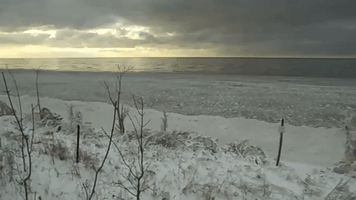 Ice Forms on Lake Erie As Temperatures Plunge