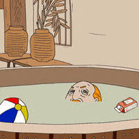 Aanenmatig grappig rolf animatie hottub GIF
