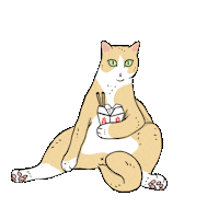 Theluckyneko foodie funny cat rice starving Sticker