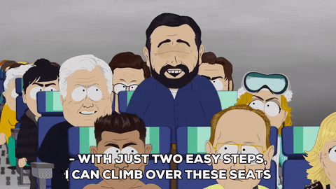 billy mays airplane GIF by South Park 