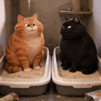 OrbitPaws silly shower black cat grooming GIF