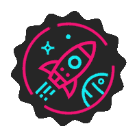 neon rocket Sticker by Bottletop