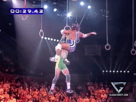 Hang Tough Another One Bites The Dust GIF by Gladiators