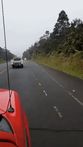 Cracks Appears on Highway Near Hawaii Volcanoes National Park