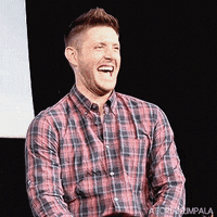 aborddelimpala laugh done jensen ackles not amused GIF