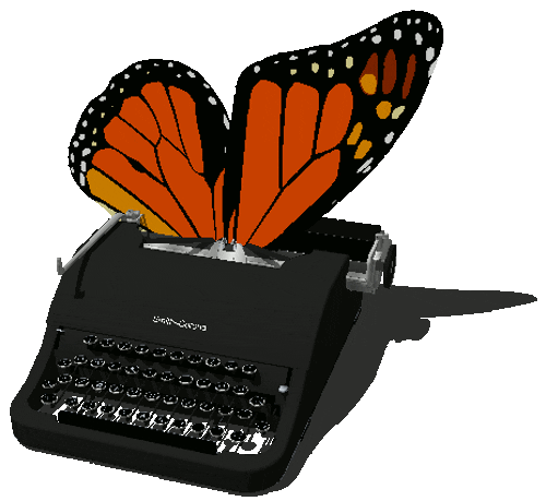 Butterfly Typewriter Sticker by badblueprints