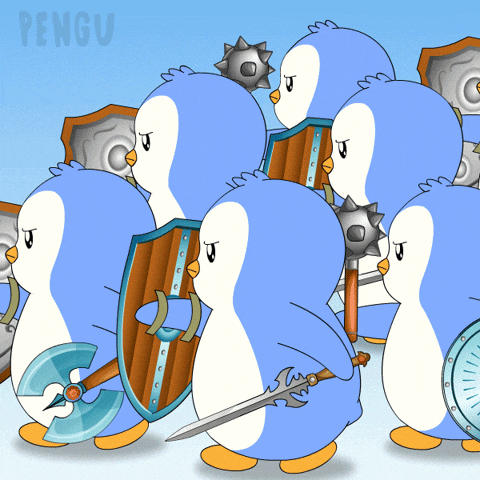 Huddle Up War GIF by Pudgy Penguins