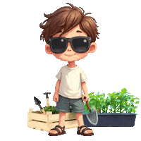 Boys Girls Gardening Sticker