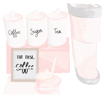 But First Coffee Sticker by Misty Rose Gal
